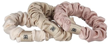 PARSA Beauty Signature Zopfhalter mehrfarbig Set – luxuriöse Haargummis aus Satin in Nude & Rosé, sanft zum Haar, elegantes Design mit Signature Icon, ideal für stilvolle Frisuren & besondere Anlässe