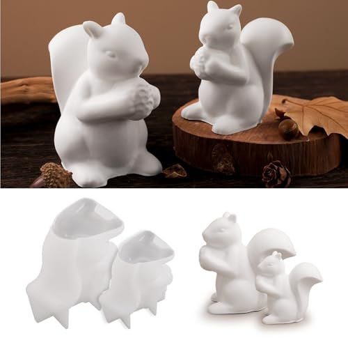 EPODA Lot de 2 moules en résine d'écureuil - Moules en silicone 3D pour résine époxy - Moules réalistes pour la décoration et les travaux manuels - Bureau à domicile et décoration murale