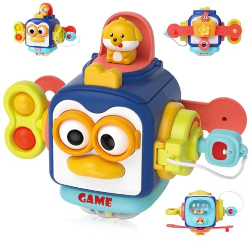 DAJASD Cube d'activité BéBé, 6 in 1 Cube de Motricité pour Bébé, Montessori Jouet Sensoriel Bebe, Jeux Bebe Cadeaux 6 Mois et Plus pour la Maison et la Salle de Classe