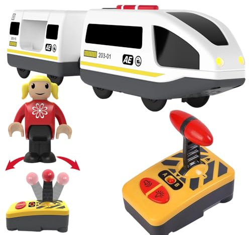 DAJASD Ferrovia elettrica Lok ferrovia ferroviaria in legno, treno elettrico per bambini, potente treno motore compatibile con Thomas bambini locomotiva giocattolo per bambini dai 3 anni in su(bianco)