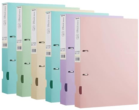 6er Set DIN A4 Ordner Pastell Herausnehmbarer Aktenordner Kunststoffordner Briefordner Ringordner für Büros Geeignet Schulen Geeignet Aufbewahrung Postern Dokumentenordner Prüfungsunterlagen 5 Farben