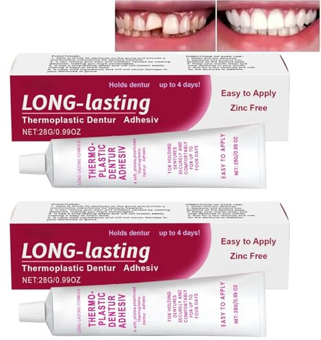 2Pcs Thermo/plastic Denture Adhesive,Secure Denture Adhesive,Denture Glue And False Teeth Adh-esive,D/enture Repair Glue, Dent/ure Reliner, Secure Waterproof Dentu-re Adhesive, Den/ture Repair Kit