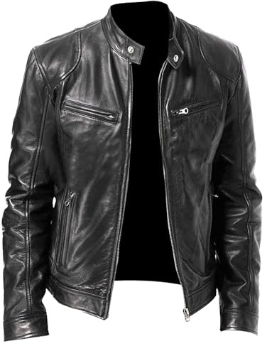 Chaquetas ligeras de piel sintética para hombre, abrigo informal para motociclista, chaqueta elegante y ajustada.