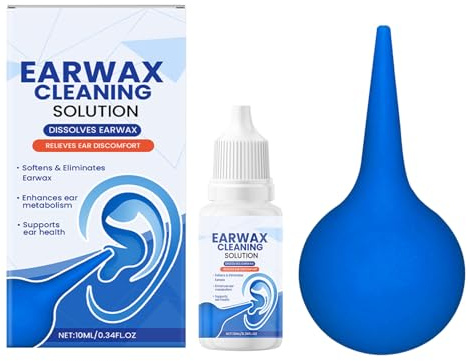 Gotas para Eliminar del Oído | Gotas Disolventes de Cerumen con Jeringa de Pera | Ablandador Natural para Tapones de,Uso Diario Ducha Natación Viajes Oficina Hombres