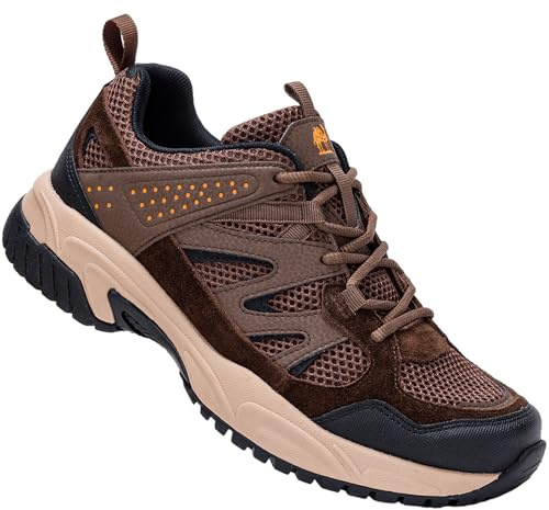 CAMELSPORTS Hiking Shoes Men Lightweight Non-Slip Breathable Sneakers Low Top Walking Shoes for Outdoor Trailing Trekking Walking Climbing Brown