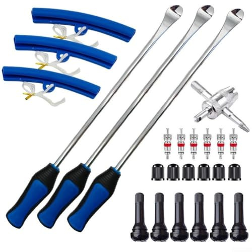 Kit de reparación de neumáticos con palanca de cuchara de hierro de acero resistente de 15 pulgadas y protectores de llanta para mantenimiento de ruedas de coche y motocicleta