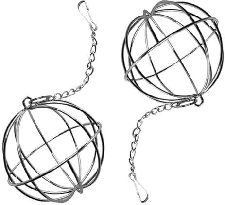 Alasum Bola Dispensadora de Césped Colgante para Jaula, Comedero de Acero Inoxidable, 2 Piezas, para Conejos y Hámsters, Accesorio de Alimentación y Juguete para Animales Pequeños,
