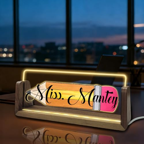 Placa de nombre de escritorio personalizada de acrílico iluminada para escritorio, placa de identificación personalizada con logotipo, regalos de oficina para jefes, compañeros de trabajo, profesores