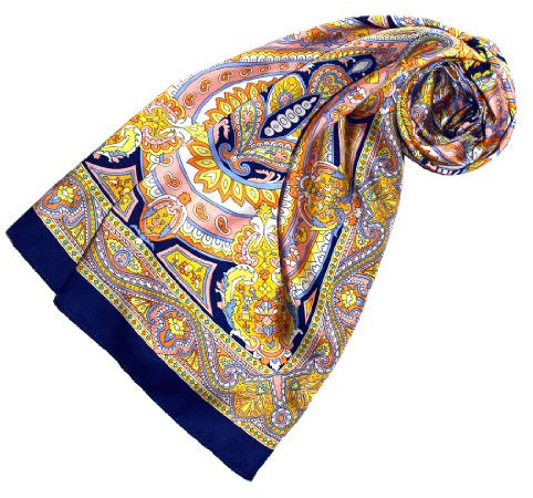 Lorenzo Cana Seidenschal aufwändig bedruckt Paisley Muster Schal 100% Seide 50 x 170 cm harmonische Farben Damentuch Schaltuch 89072