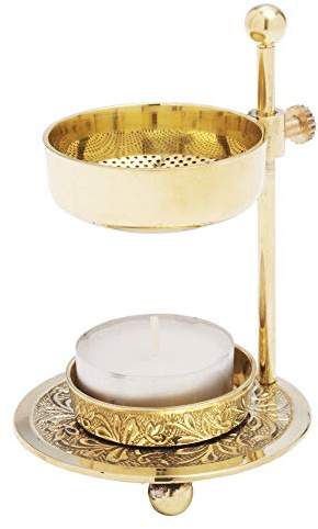 NKlaus bruciatore d'incenso economico supporto per incenso in ottone fatto a mano oro 1598