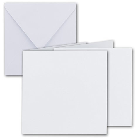 Set di biglietti quadrati pieghevoli, 15 x 15 cm, con buste e cartoncino interno, di qualità del marchio FarbenFroh® di Gustav Neuser® 30 Sets 10 – bianco brillante.
