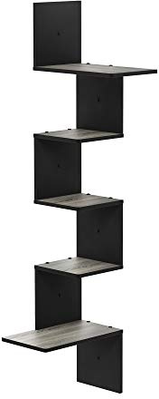 Furinno Estante De Esquina Gris/Negro (Gris Roble Francés/Negro) 5 livelli rettangolari