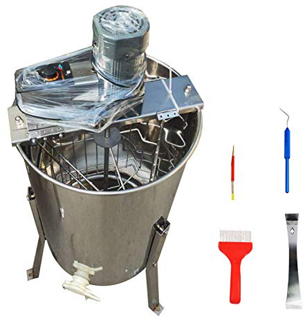 INTBUYING Electric Honey Extractor 3 Frame Stainless Steel 110V Honey Motorized Separator Beekeeping Equipment, Powered Bee Honeycomb Drum Spinner