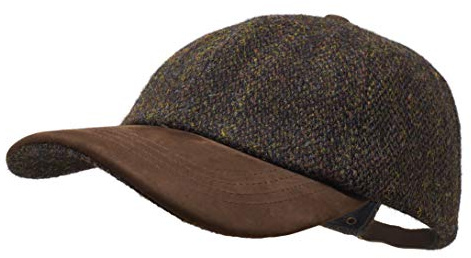 Borges & Scott Berretto da Baseball Munro - 100% Lana - Harris Tweed – Visiera in Nubuck - caffè Marrone