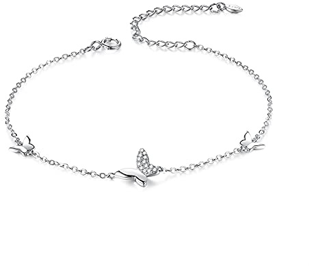 LDUDU Bracelet Femme Bijoux Argent Sterling 925 Papillon en Zircon Cubique Cadeau Anniversaire Femme (argenté)