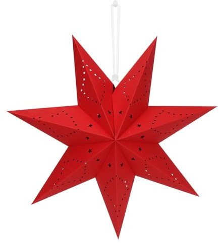 Papiersterne Weihnachts Deko, Faltstern Weihnachten, 7 zackig Papier Stern Dekoration, Rot Weihnachtsstern zum Aufhängen, 45 cm Papier Faltsterne geeignet für Weihnachts Hochzeit Geburtstag Tischdeko