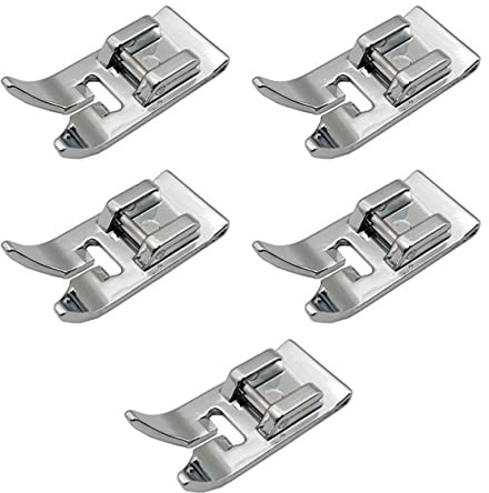 JZK 5pcs Sewing Machine Presser Foot, zipper feet, Straight Stitch Foot for Sewing Machine, Universal general purpose Zig Zag Foot for Domestic Sewing Machines,31x15mm