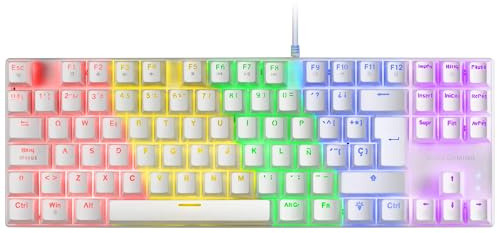 Mars Gaming MK80 Blanco, Teclado Gaming Mecánico TKL FRGB, Antighosting, Switch Mecánico Marrón, Idioma Francés