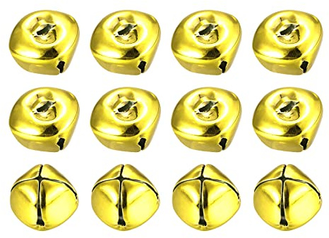 sourcing map 12 Stück Glöckchen, Metallglöckchen, 20mm Glöckchen Zum Basteln, Kleine Glocken, Schellen für Handwerk, DIY Weihnachten Dekoration, Geschenkdeko, Goldton