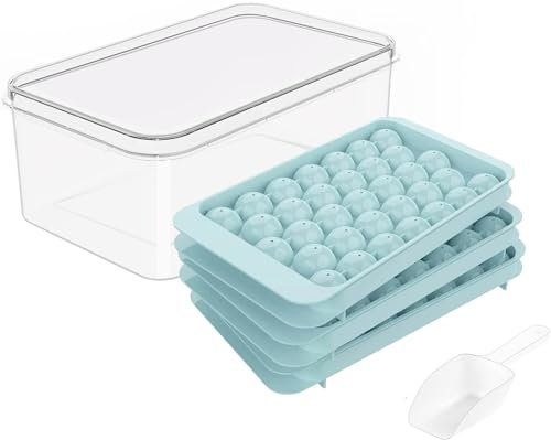 Lesipee Eiswürfelform Bälle, Runde Eiswürfelbehälter Mit Groß Behälter Ice Cube Tray für Gefrierschrank Kreis, Eis, Cocktail, Whiskey, Tee, Kaffee