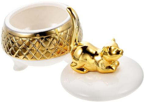 KOMBIUDA Boîte à Bijoux en Céramique Chat Décoratif, Couvercle Amovible
