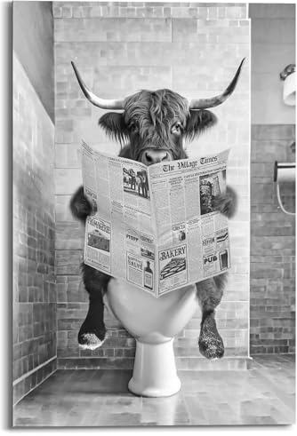 REINDERS Wandbild, Highlander Toilet, Toilette, Bilder, Wanddeko, Room Decor, MDF, Schwarz-Weiß, 90 x 60