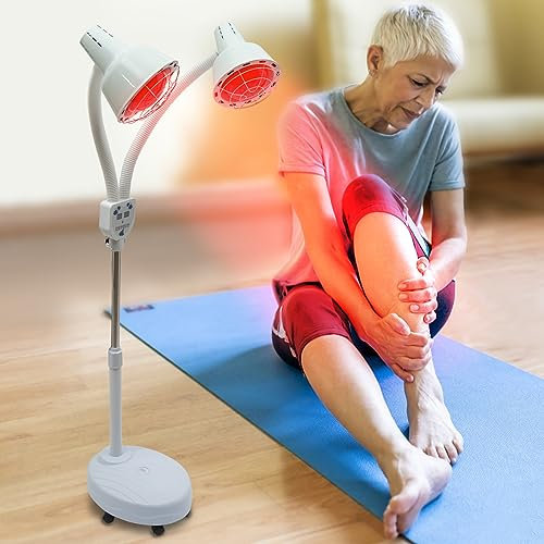 Double-Lamp Far Infrared Lamp 275W Pain Relif Heating Light Floor Stand UK