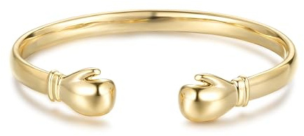 THE BLING KING Gold Boxing Glove Bangle for Men – 33g Torque Bracelet, 8-Inch – PVD Gold Plated Mens Bangle