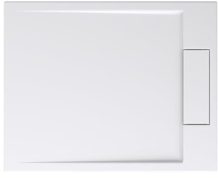 doporro Piatto Doccia Rettangolare in Marmoresina Effetto Pietra, Piletta Inclusa, 75x100 cm, Bianco - Geoma04
