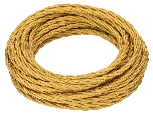 QUARKZMAN 32.8 ft de alambre trenzado de tela, 18/3 alambre eléctrico revestido de tela, cable eléctrico vintage industrial industrial cable de tela para luces colgantes, proyecto de bricolaje, dorado