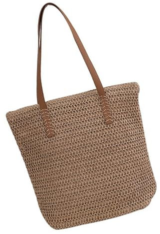 ERRORY Große Retro-gewebte Strohtasche für Damen, lässig, Strand, Reisen, Handtasche, geräumige Schultertaschen für den täglichen Gebrauch