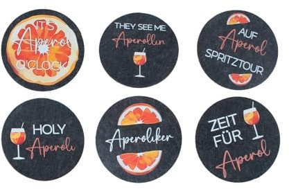 Set de 6 SSKHE Aperol Dessous de Verre Felt,Verre Feutré,avec des Phrases Amusantes sur l'Aperol,pour Les Amoureux de l'Aperol Décoration de Table Party