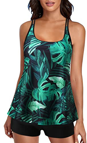 Tankini Set Dam Strandkläder Hög Midja Strandkläder Sommar Plus Size Push Up Tankini Tvådelad Magkontroll Simning Toppar Och Shorts Böjd Pool Elegant Baddräkt Kvinnor