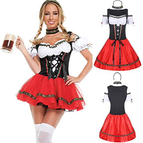 Costume Dress Women's Sexy Dirndl for Women Mini Dirndl Dress Red Bavarian Outfit Modern Dirndl Dresses Traditional Dress Costume Skirt Costume Clothing Costume Fashion for Oktoberfest Special