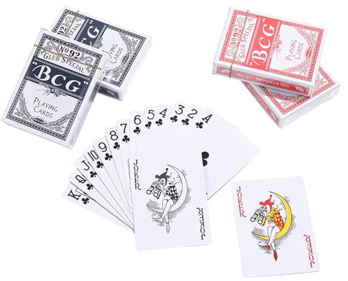 2 Pack Set Playing Cards, Plastic Coated Playing Card - Vibrant Red & Blue Decks - Ideal for Play Fish, Poker, Pinochle Card Game, Great Travel Companion, Present & Toys for Boys, Girls & Adults
