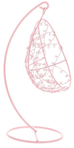 LIOOBO Miniature Metal Swing Chair Figurine for Dollhouse Indoor Hammock Accessory Pink Small Hanging Seat Decoration for Kids Room and Garden Ornament