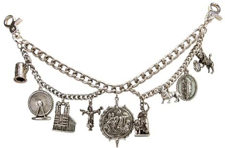 Alpenflüstern Trachten-Charivari München – Gioielli tradizionali da uomo di alta qualità con ciondoli trofei per pantaloni in pelle (argento anticato) HCH039