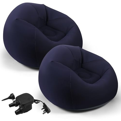 2 Pcs Inflatable Chairs Blow up Lazy Sofa, Blue