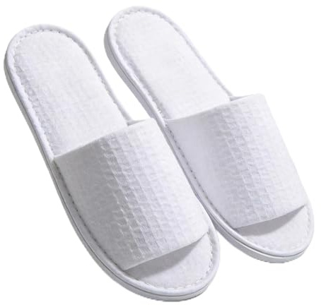 Reusable Open Toe White Anti-Slip Indoor Slippers for Hotel Bath Travel Use | Soft breathable upper, durable non-marking sole, quick-drying easy clean, ideal for spas, guesthouses & daily wear