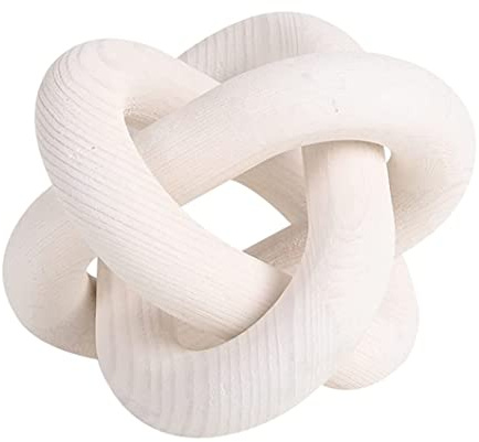 Decorazione di maglie di catena in legno da 6 pollici Nodo di legno bianco a 3 maglie, nodo di catena decorativo intagliato per la decorazione del tavolino da caffè, accessori decorativi per la casa
