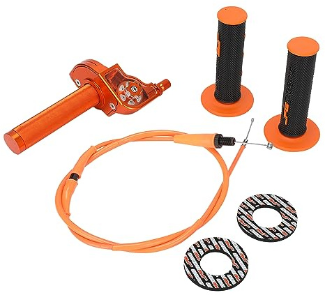 Motorcykelgasreglage 22 mm för KTM EXC SX XC, med kabel, för pitbike orange | För KTM EXC SX XC EXC-F 50-250cc, 250cc, snabbdragande, för pitbike och skoter, gasreglage och kabel för styrmontering