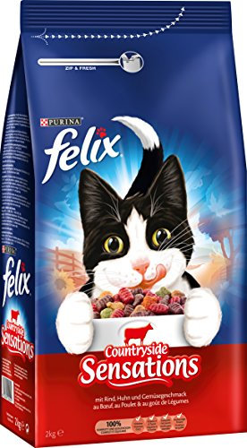 Felix Katzentrockenfutter Countryside Sensations mit Rind, Huhn und Gem▒¼sezugabe, 2er Pack (2X 2kg Beutel)