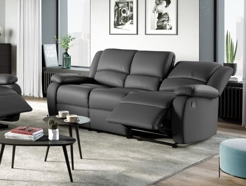 MCD Poltrona RELAX, divano a 3 posti, in similpelle, colore: grigio