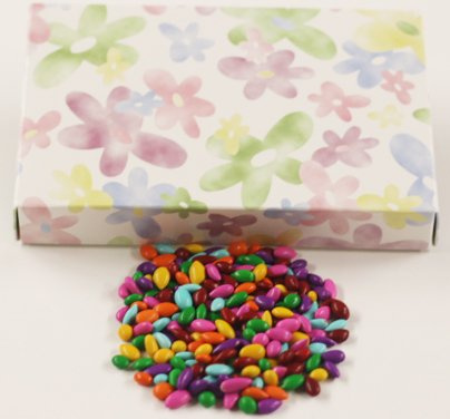 Scott's Cakes Rainbow Mix Chocolate Covered Sunflower Seeds in a 8 oz. Daisy Box