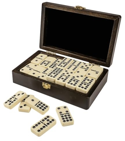 Philos Domino dubbel 9 walnoten Box 20x12,5cm