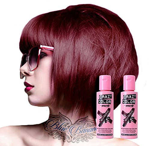 2x Crazy Color Semi-Permanente Haarfarbe 100ml (Bordeaux Red - Rot)