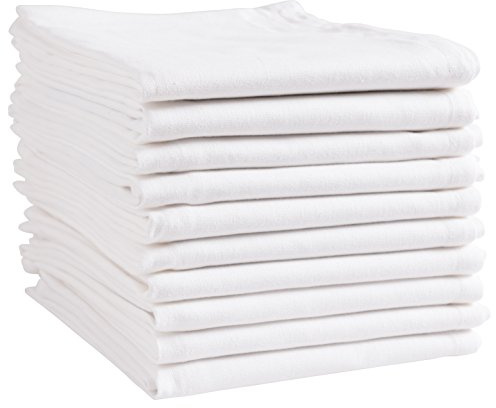 KAF Home White Kitchen Towels, 10 Pack, 100% Cotton - 20 x 30, Soft and Functional Multi-Purpose, Baking, Cooking, Cleaning, Printing, Monogramming, and Embroidery (Plain Weave)