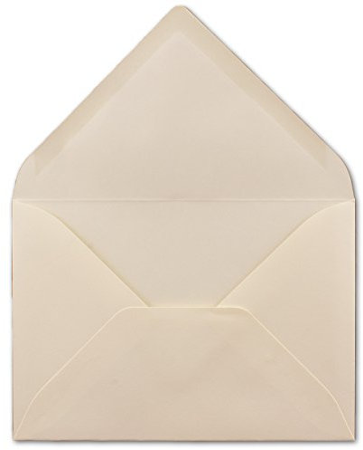 50 DIN B6 Briefumschläge Creme - 12,5 x 17,5 cm - 80 g/m² Nassklebung Post-Umschläge ohne Fenster für Einladungen - Serie Colours-4-you