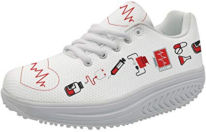 Showudesigns Infirmier Femme Baskets Minceur Chaussures de Course Running Chaussures de Marche Sport Mode Compensées Respirantes Femme Gym Fitness Sneakers