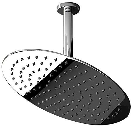 Alpenberger 13,7 Zoll (35cm) Runde Einbauduschkopf | Regendusche aus poliertem Edelstahl mit Spiegeleffekt | Kopfbrause mit Anti-Kalk-Düsen | Dusch-Brause optimale Wasserverteilung | Ultra Slim